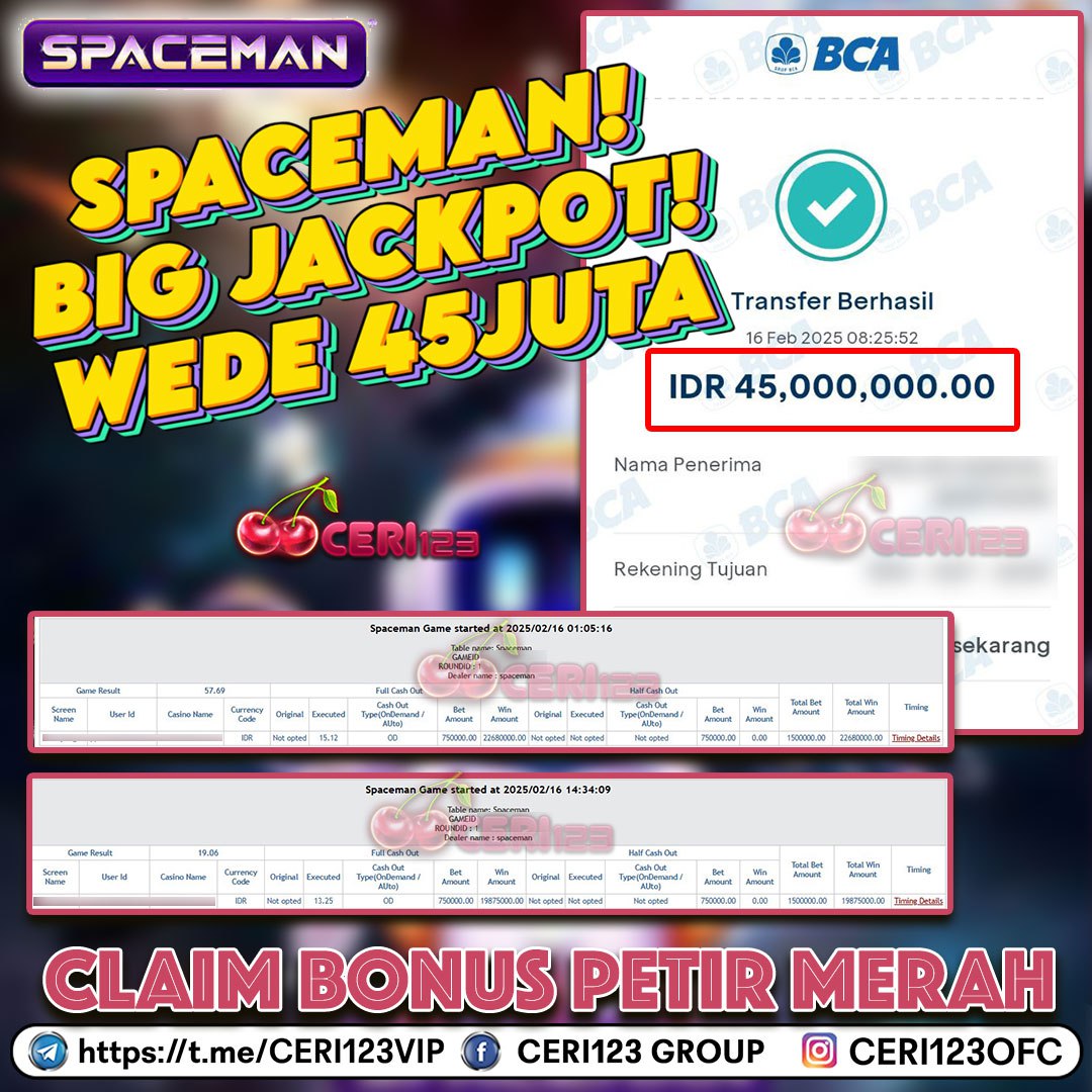 CERI123 JACKPOT SPACEMAN RP 45.000.000 ID : GLA***