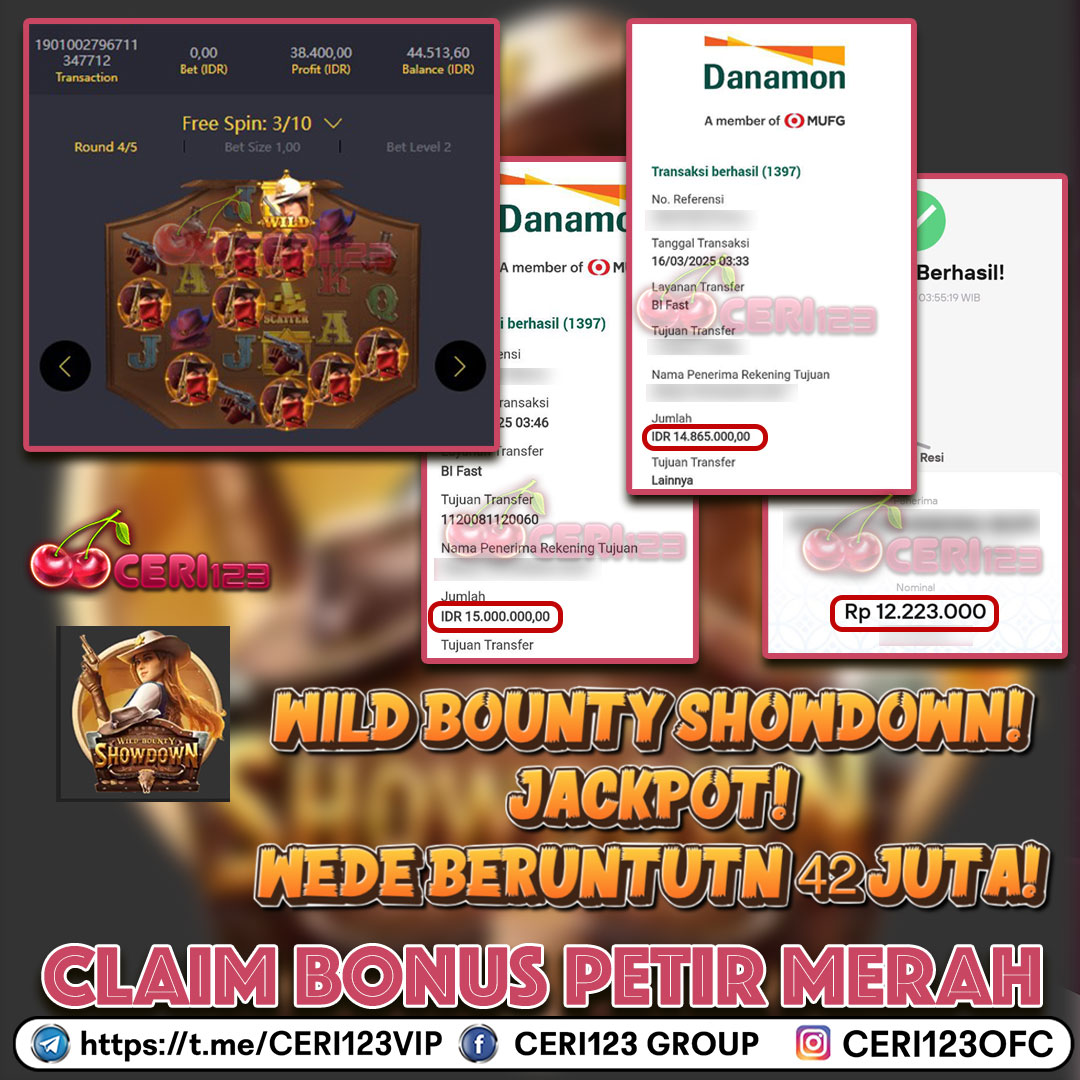 CERI123 JACKPOT SLOT WILD BOUNTY SHOWDOWN RP 42.088.000 ID : BIR***