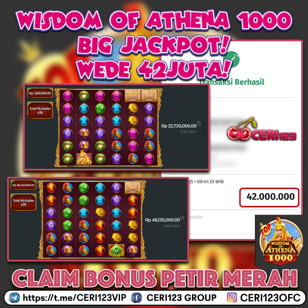 CERI123 JACKPOT SLOT WISDOM OF ATHENA 1000 RP 42.000.000 ID : ARI***